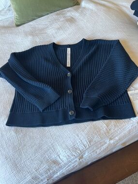 lululemon athletica Navy V-Neck Button-Front Knit Cardigan